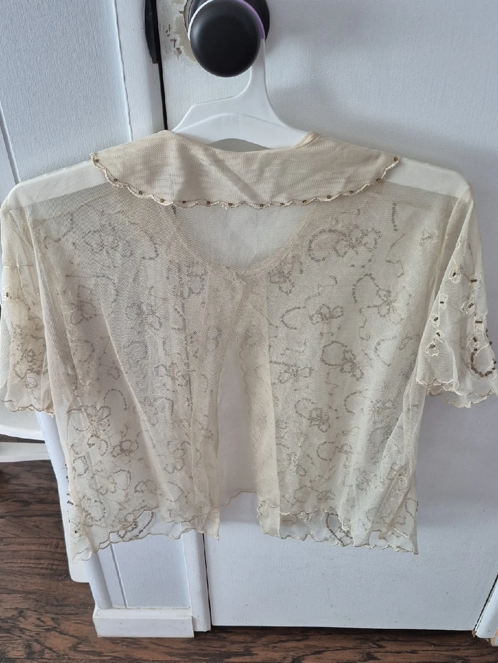 Vintage Newport News Sheer Cream Mesh Cardigan. Xl - Picture 6 of 7